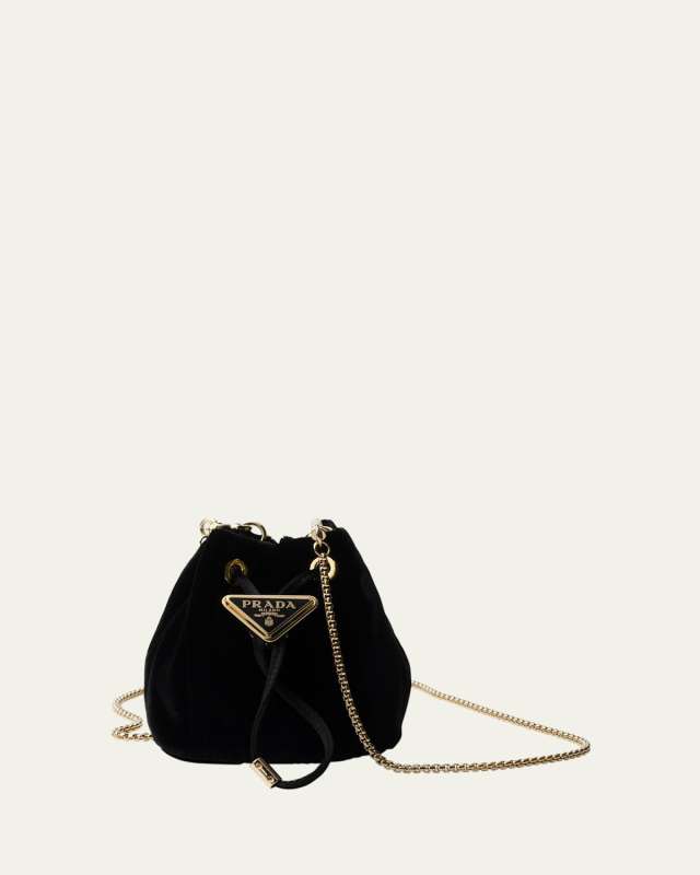 Drawstring Velvet Bucket Bag